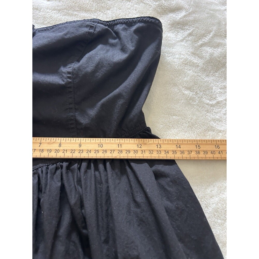 Free People Black Midi Dress Button Front Sweetheart Bodice Tie Back Fit & Flare - Picture 12 of 14